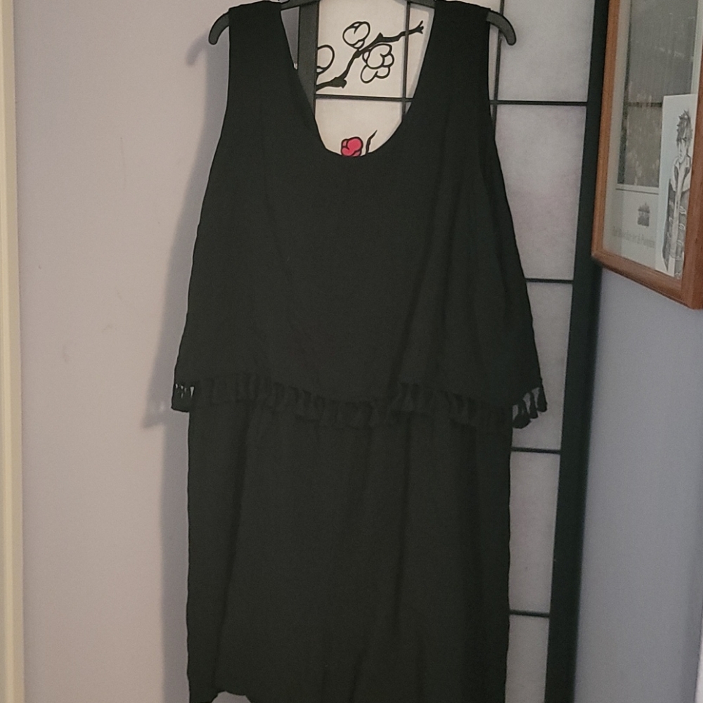Plus Size Black Tasselled Romper